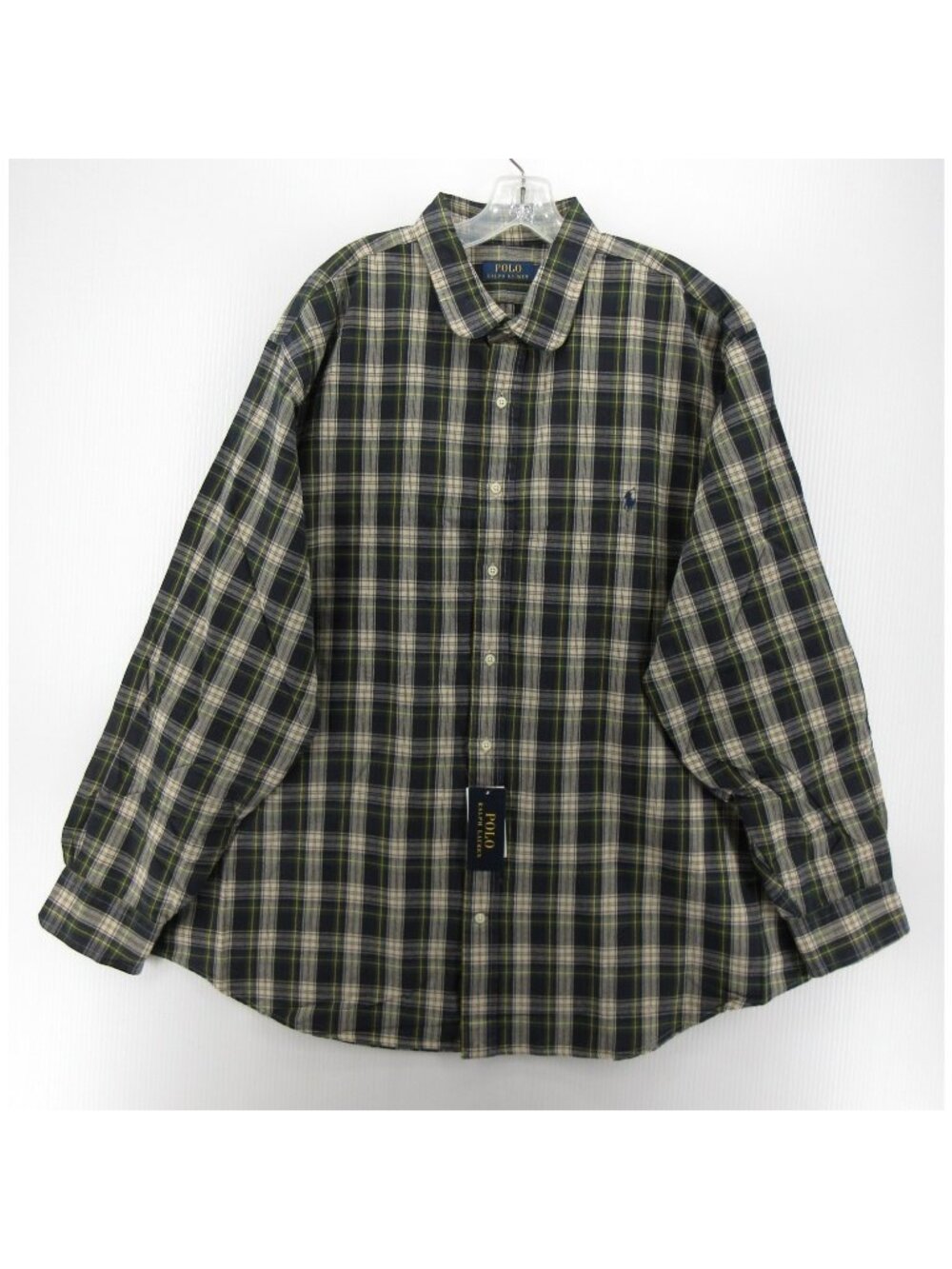 Polo Ralph Lauren Shirt 2XB Big Green Button Up Tartan Plaid Heritage
